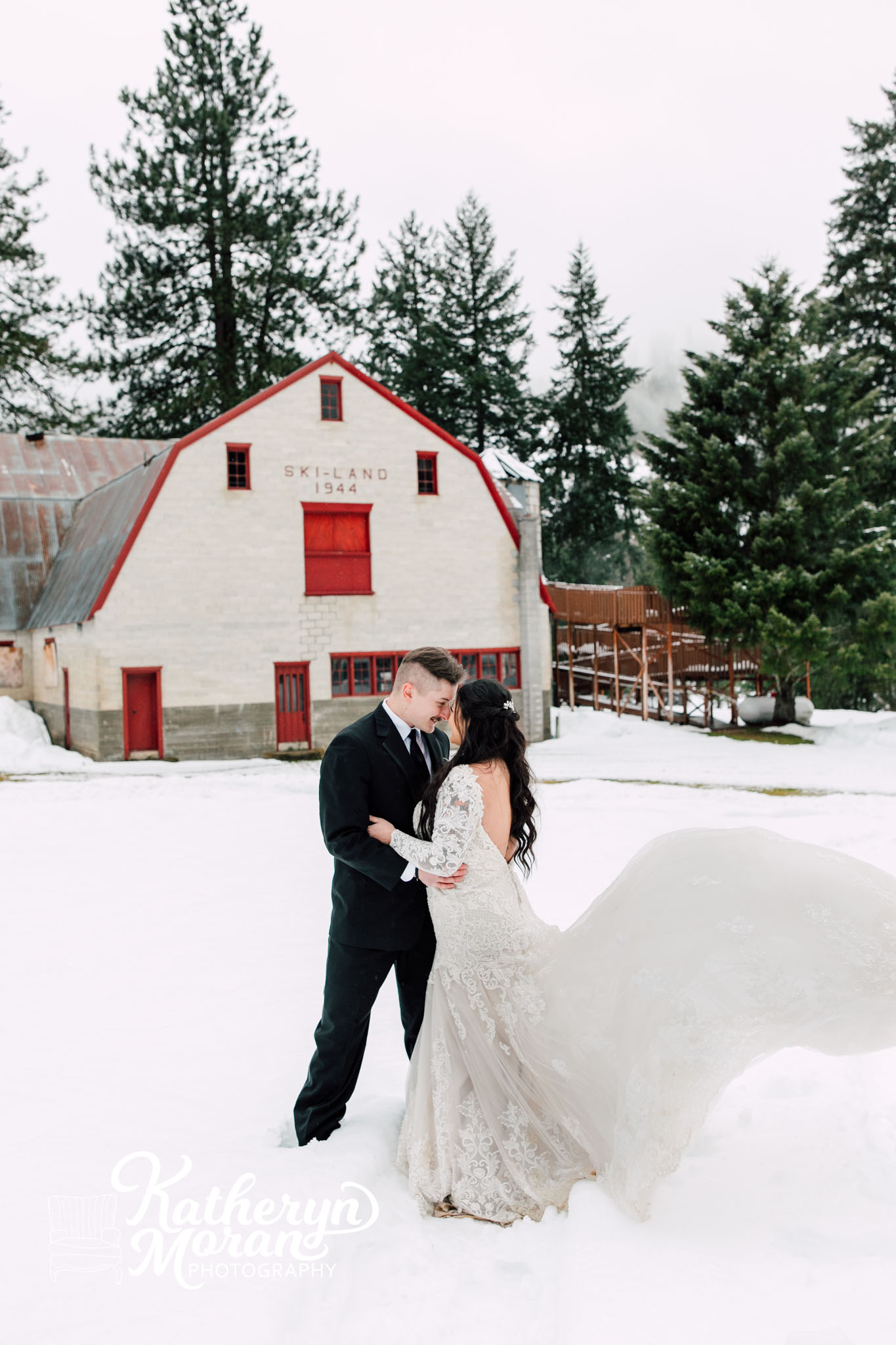 Snowy Wedding Couple Romantic