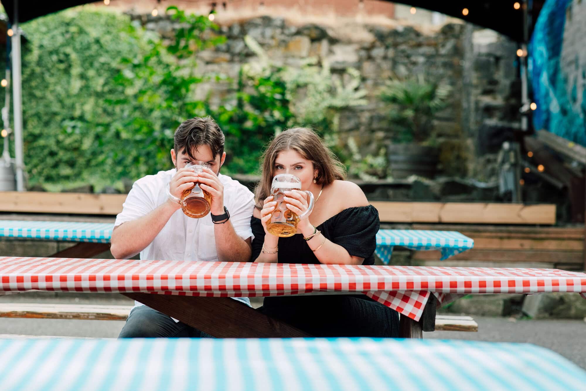 Schweinhaus Biergarten Bellingham Engagement Photography 