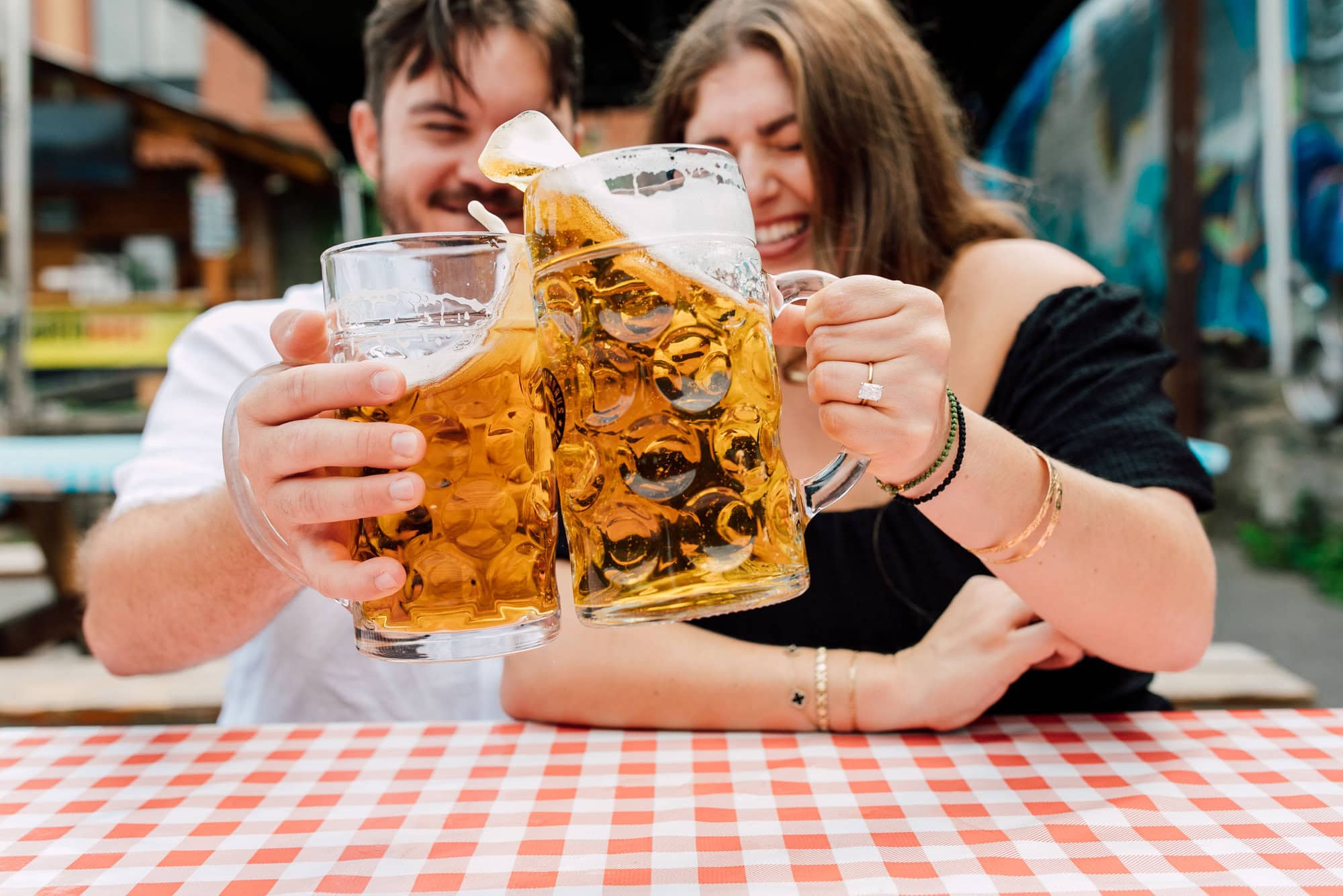 Schweinhaus Biergarten Bellingham Engagement Photography 