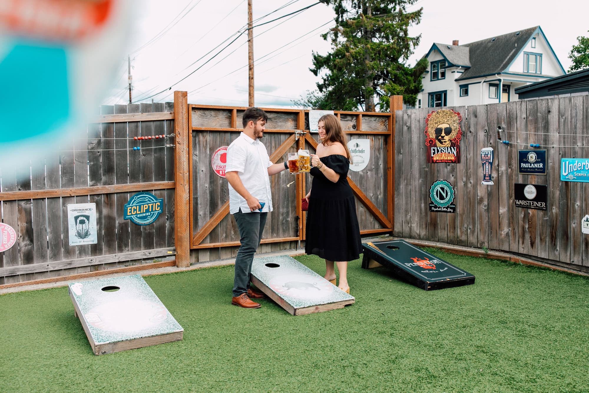 Schweinhaus Biergarten Bellingham Engagement Photography 